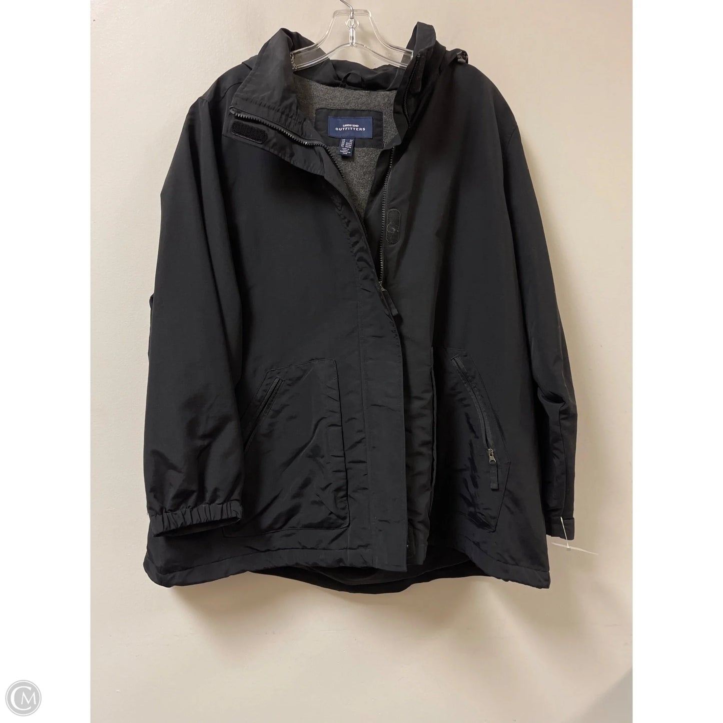 Jacket Windbreaker By Lands End In Black, Size: 2x