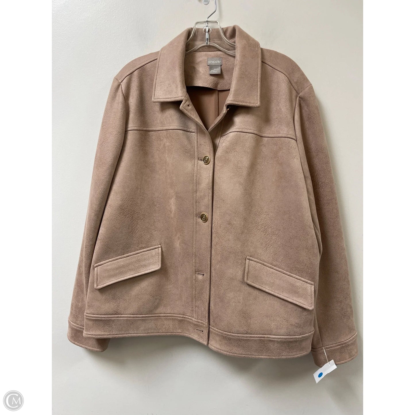 Jacket Shirt By Chicos In Cream, Size: 1x