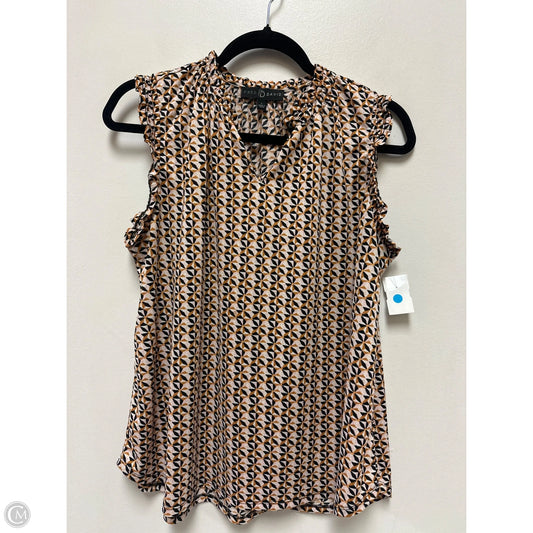 Top Sleeveless By Fred David In Black & Orange, Size: L