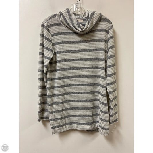 Top Long Sleeve By Loft In Grey & White, Size: M