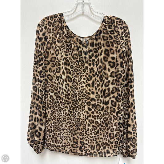 Top Long Sleeve By White House Black Market In Animal Print, Size: L