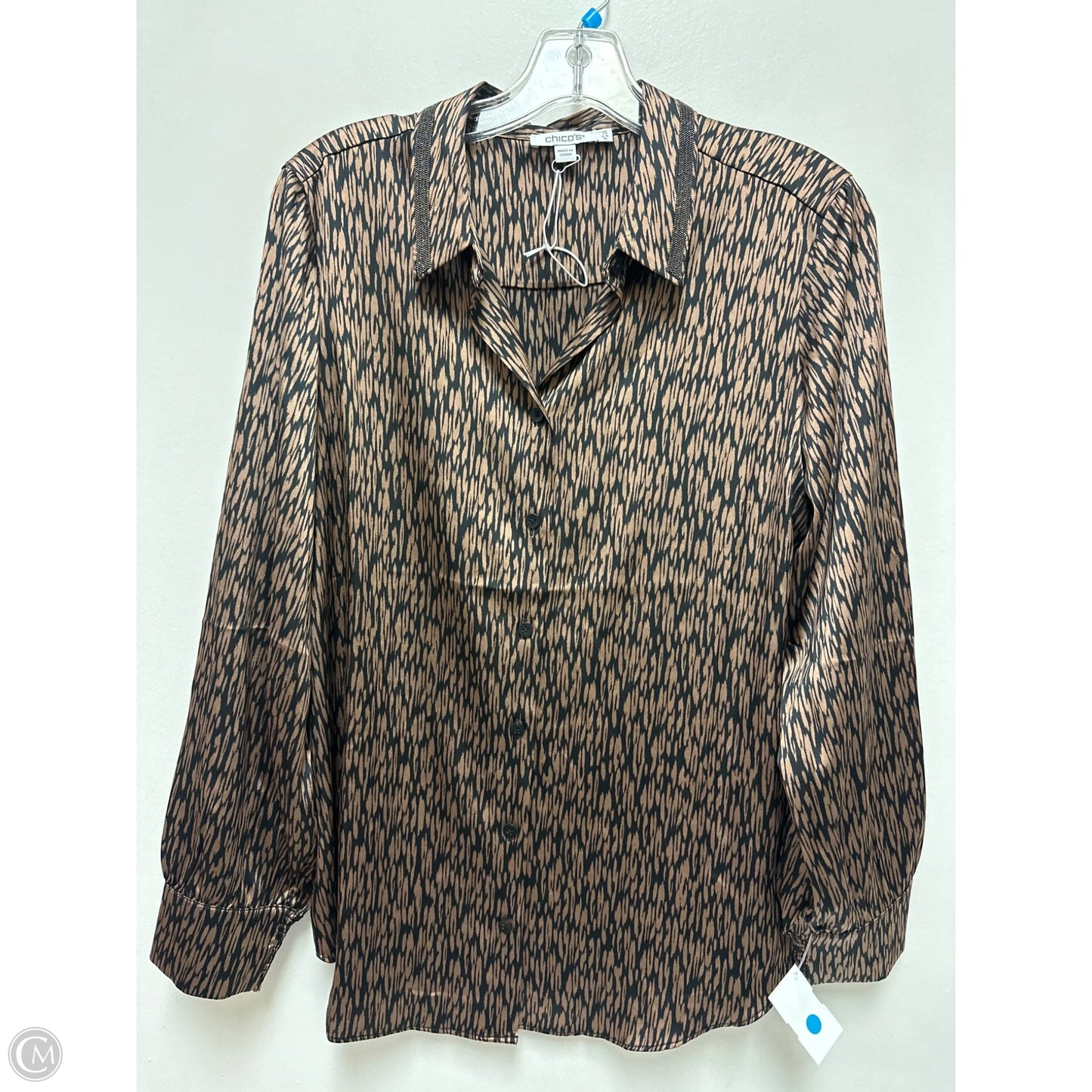 Blouse Long Sleeve By Chicos In Animal Print, Size: M