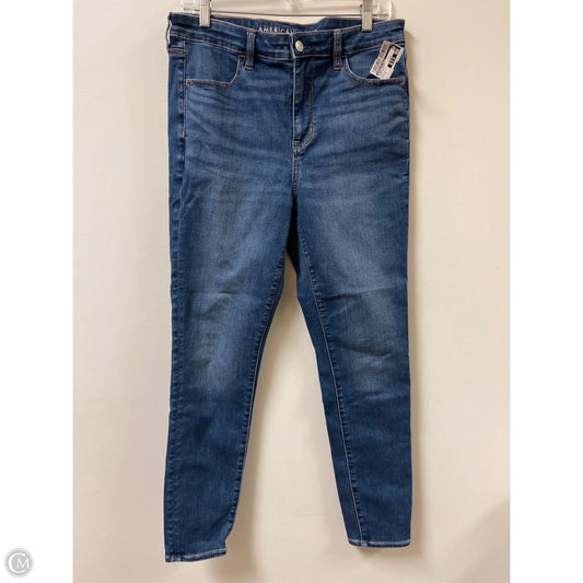Jeans Skinny By American Eagle In Blue Denim, Size: 14