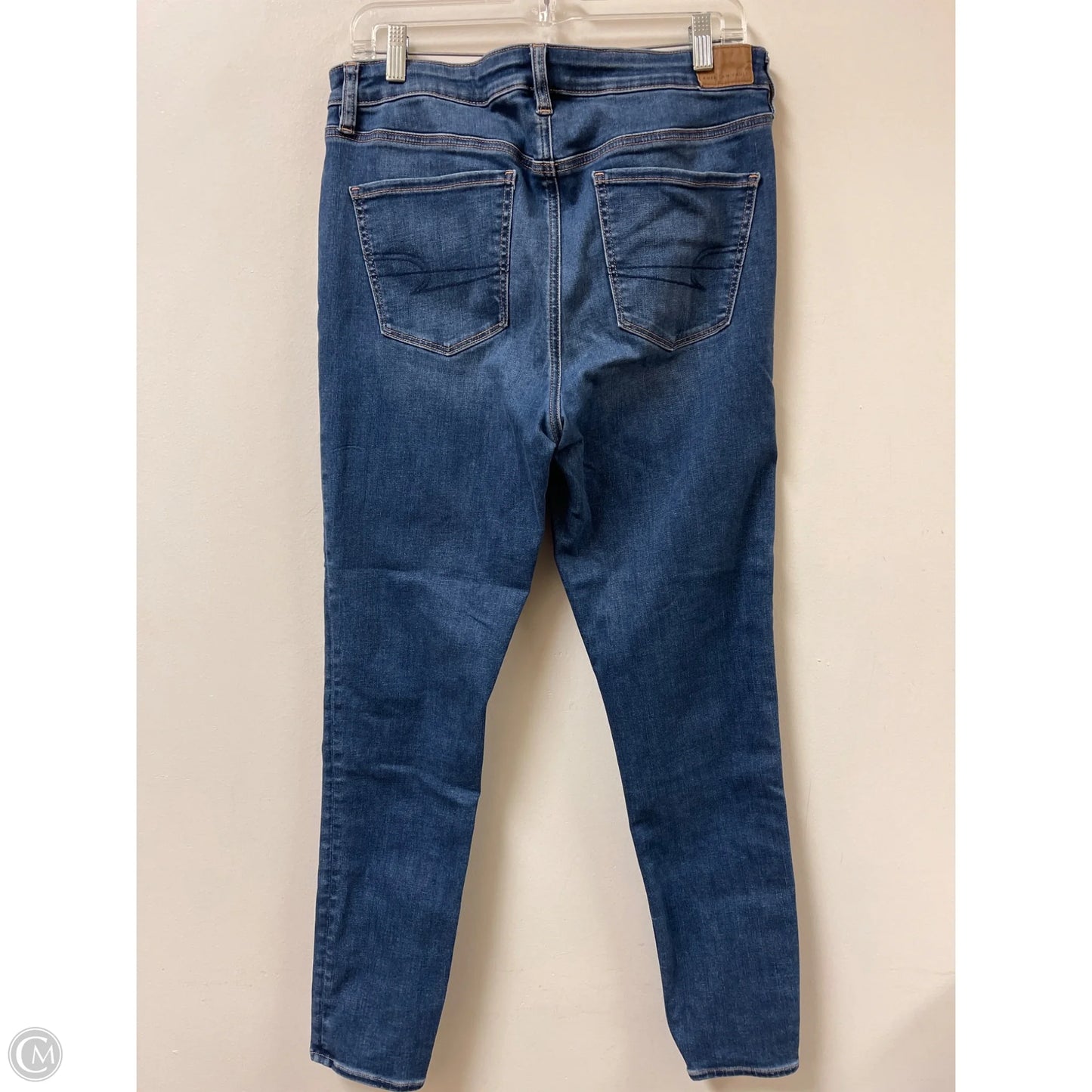 Jeans Skinny By American Eagle In Blue Denim, Size: 14