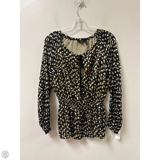 Top Long Sleeve By Theory In Black & Cream, Size: M