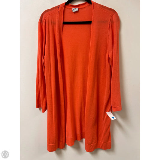 Sweater Cardigan By Chicos In Orange, Size: L