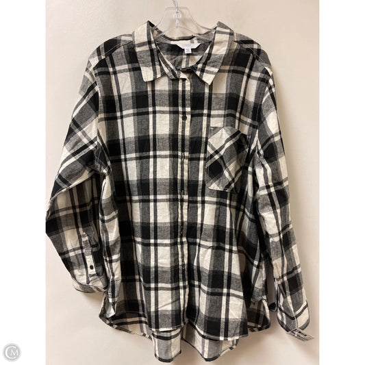 Blouse Long Sleeve By Time And Tru In Black & White, Size: 3x