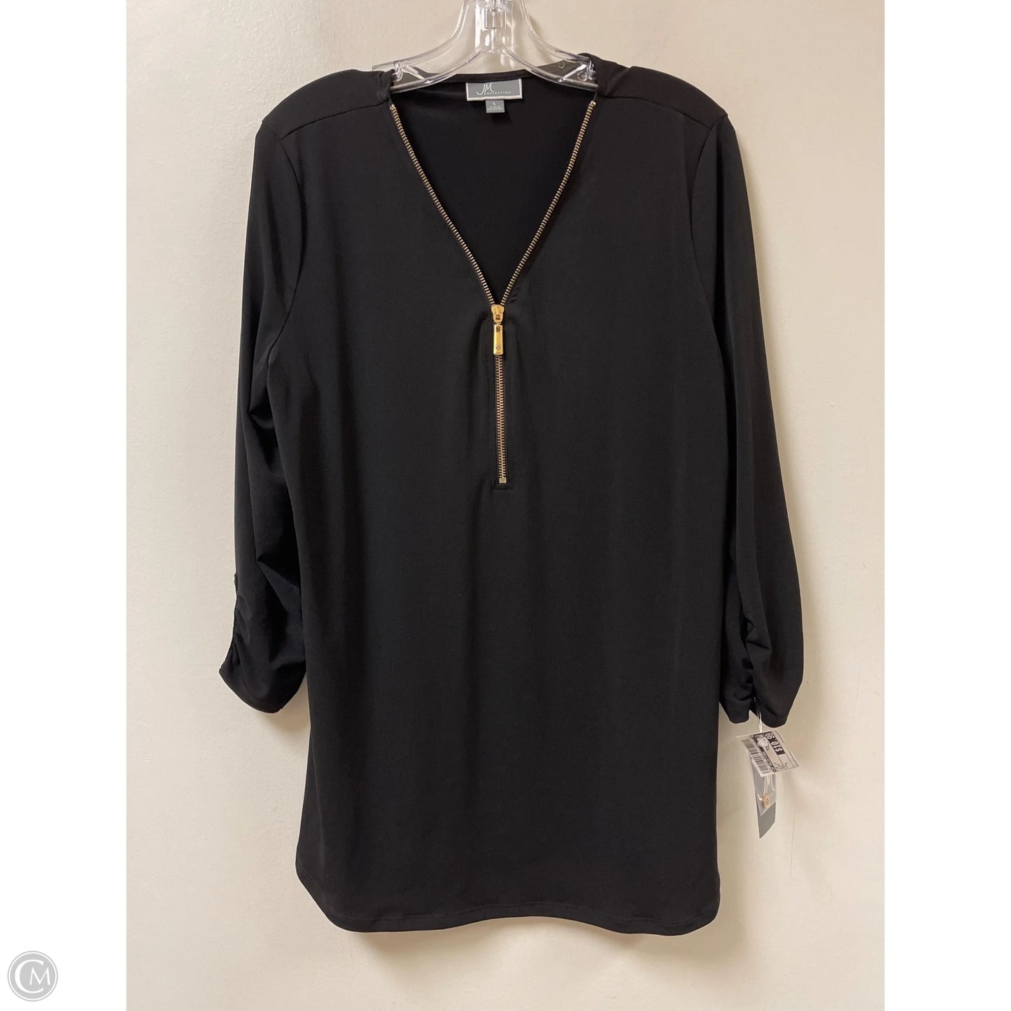 Top Long Sleeve By Jm Collections In Black, Size: L