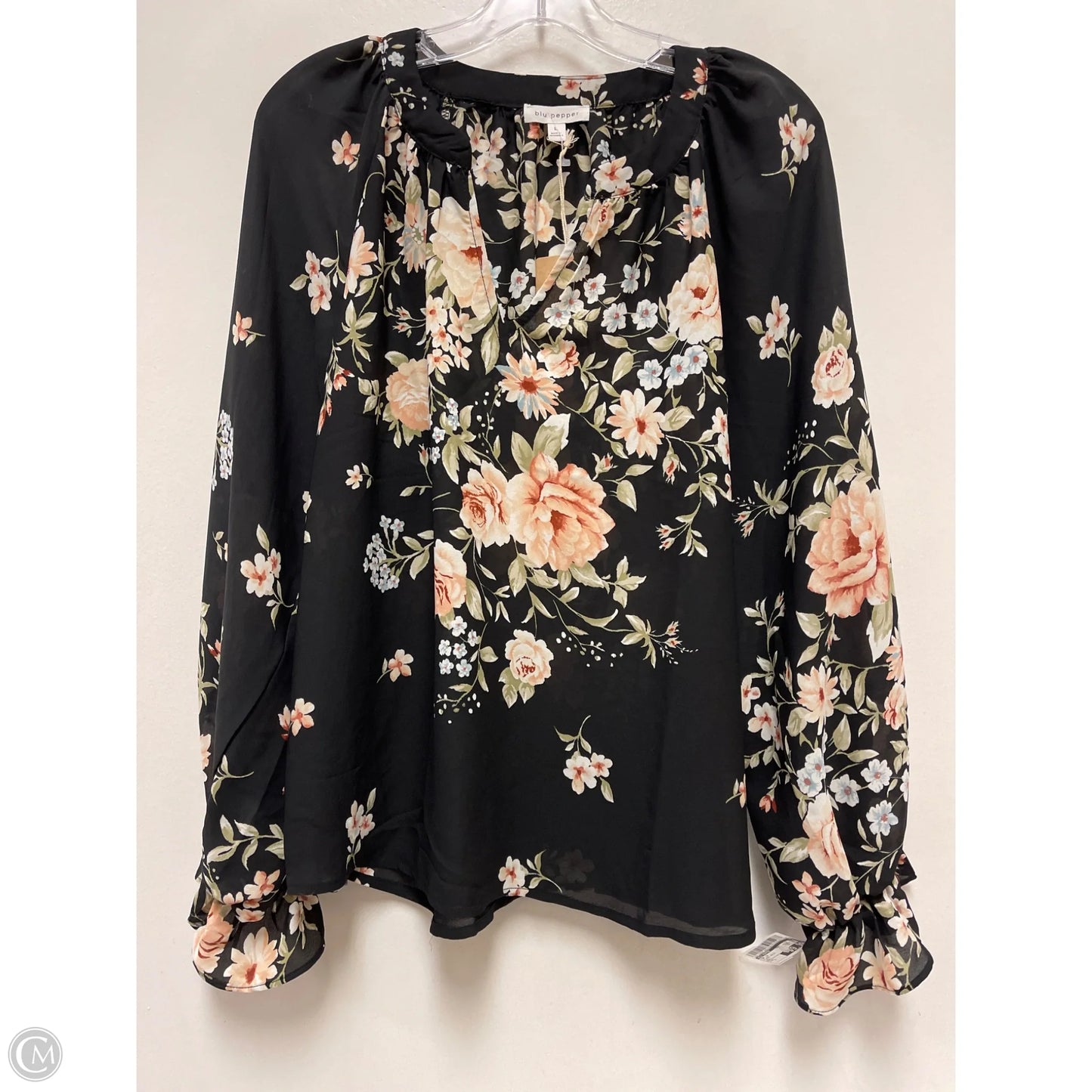 Top Long Sleeve By Blu Pepper In Floral Print, Size: L