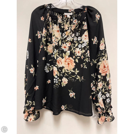 Top Long Sleeve By Blu Pepper In Floral Print, Size: L