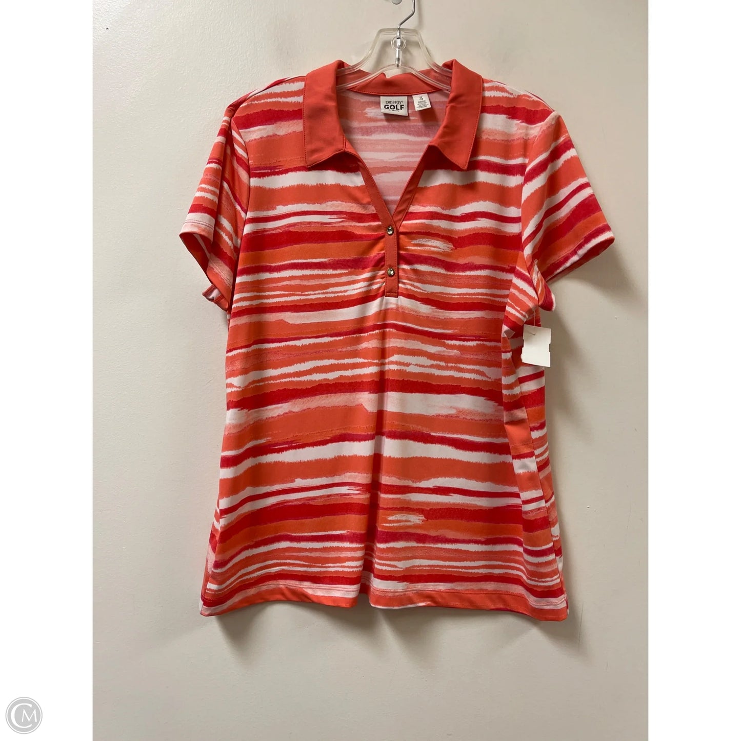 Athletic Top Short Sleeve By Chicos In Coral, Size: Xl