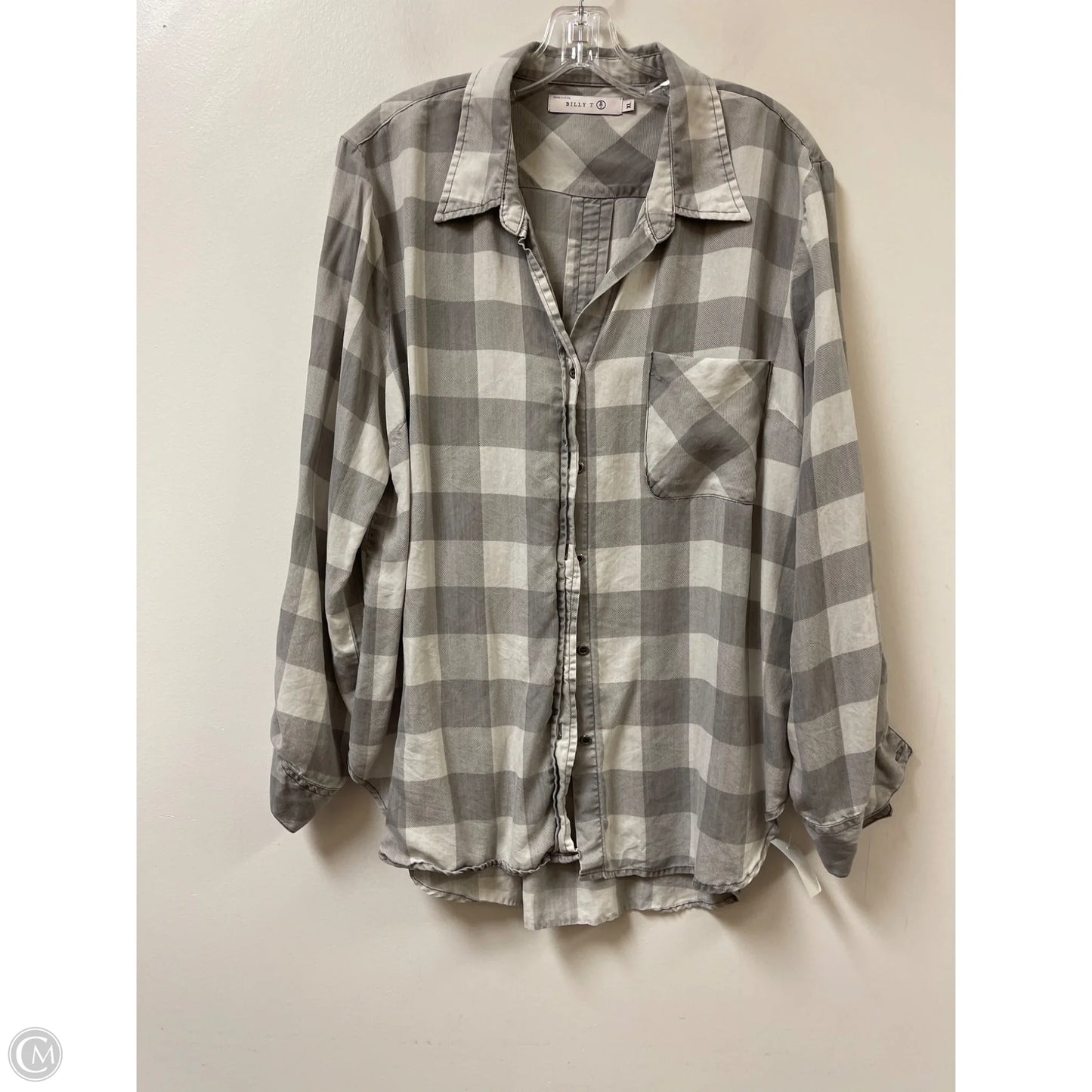 Blouse Long Sleeve By Clothes Mentor In Grey, Size: Xl