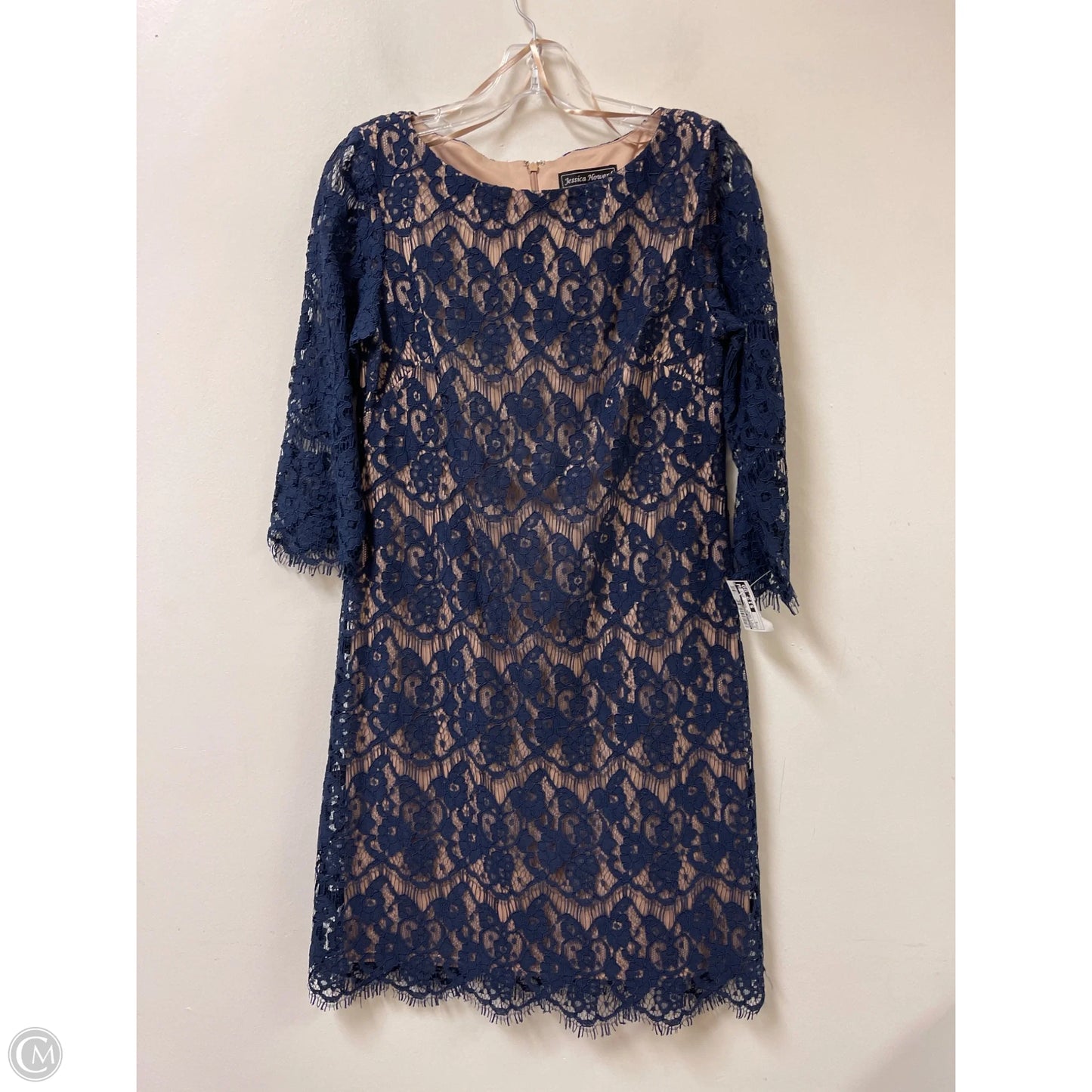 Dress Casual Short By Jessica Howard In Blue & Cream, Size: S