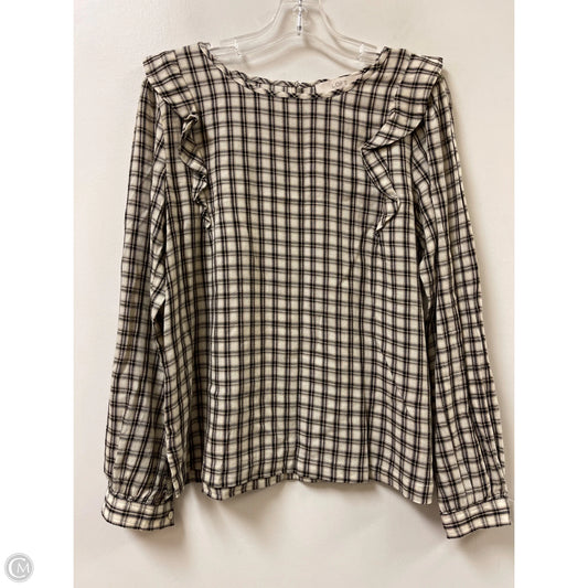 Top Long Sleeve By Loft In Black & Cream, Size: S