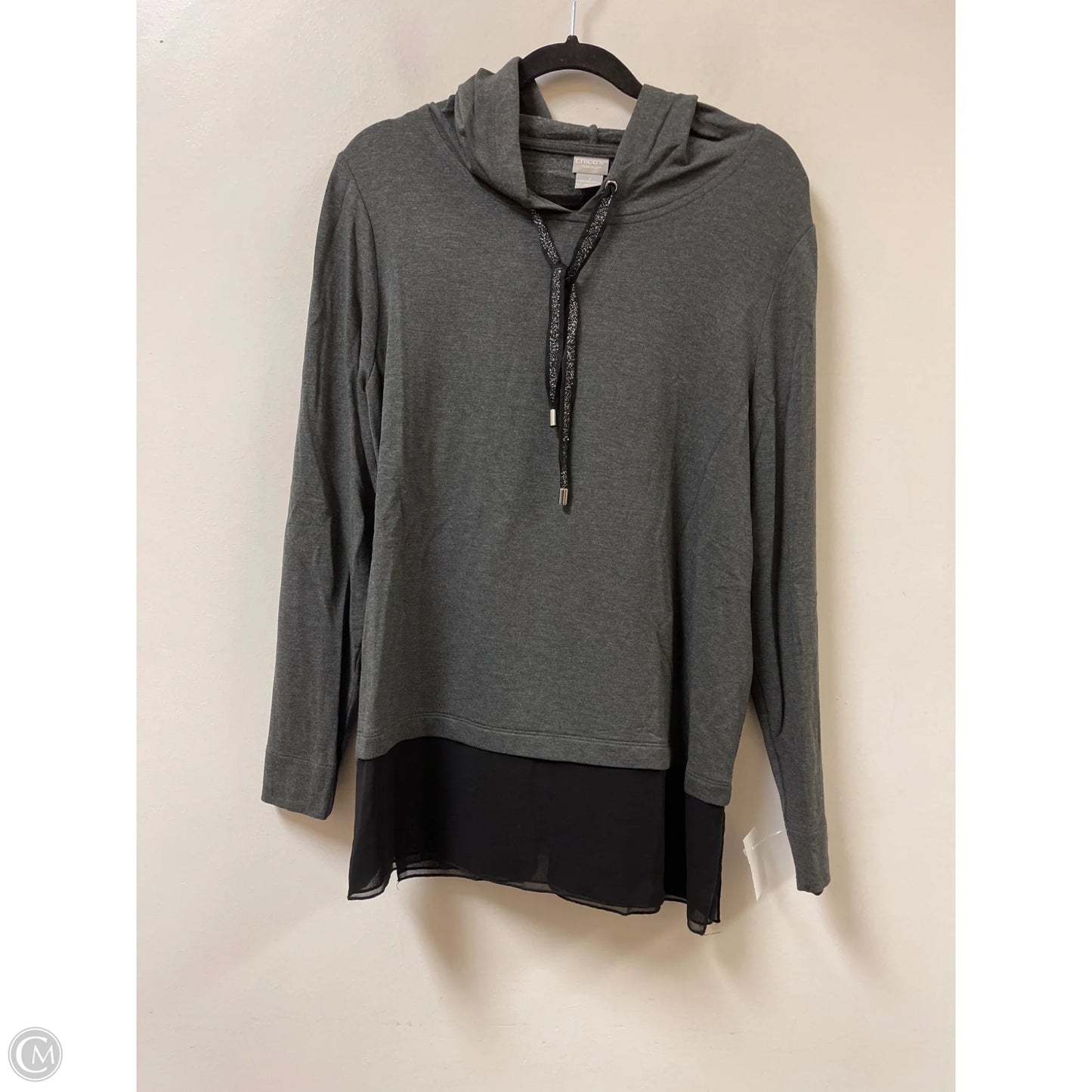 Sweatshirt Hoodie By Chicos In Grey, Size: L