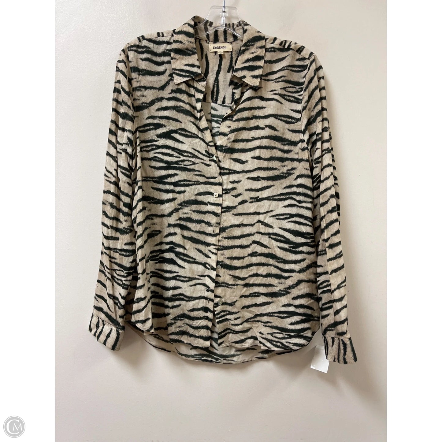 Blouse Long Sleeve By L Agence In Animal Print, Size: L