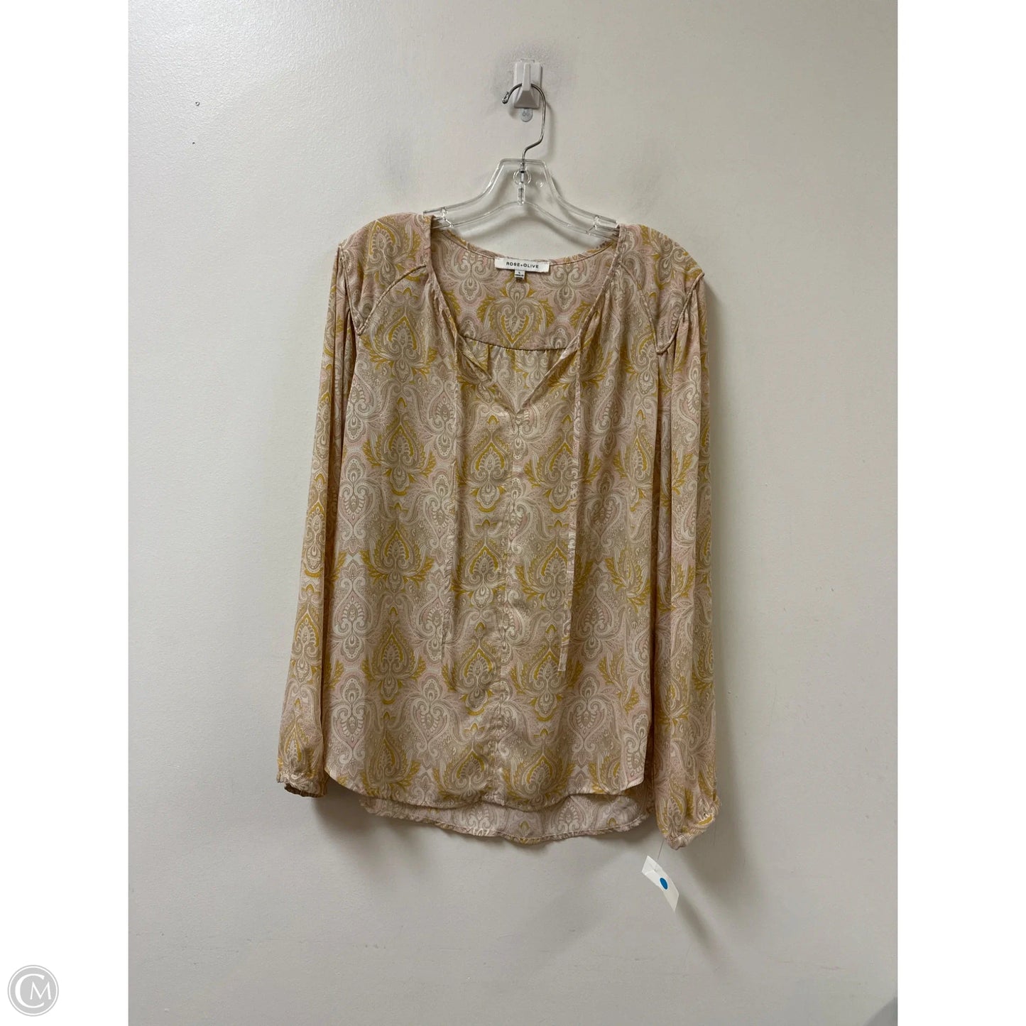 Top Long Sleeve By Rose And Olive In Pink & Yellow, Size: L