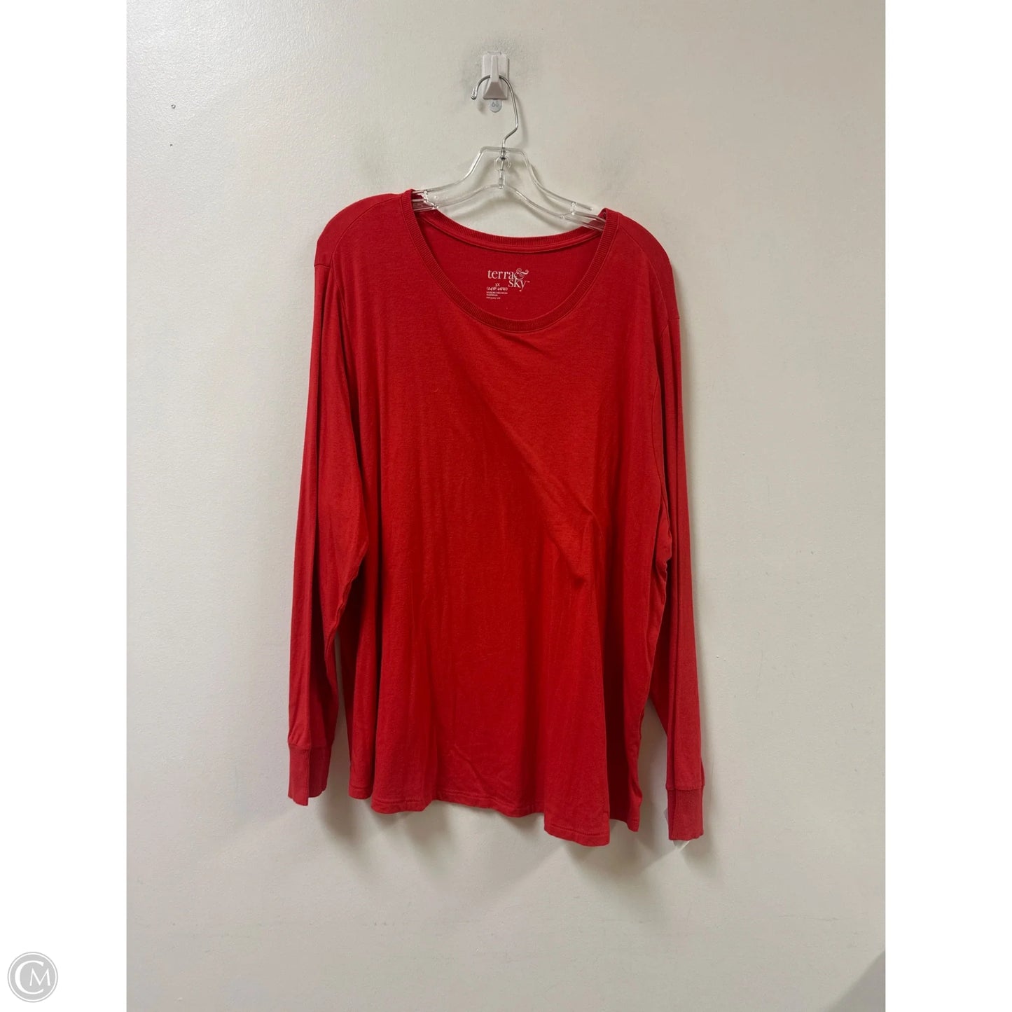 Top Long Sleeve By Terra & Sky In Red, Size: 3x