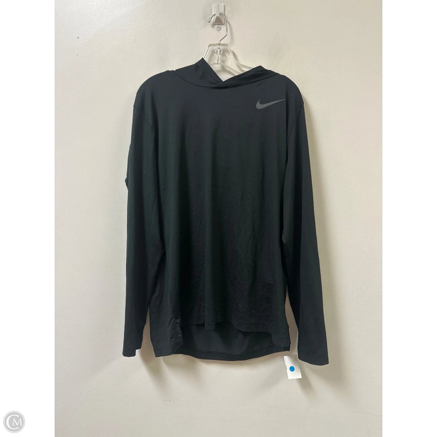 Athletic Top Long Sleeve Hoodie By Nike In Black, Size: L