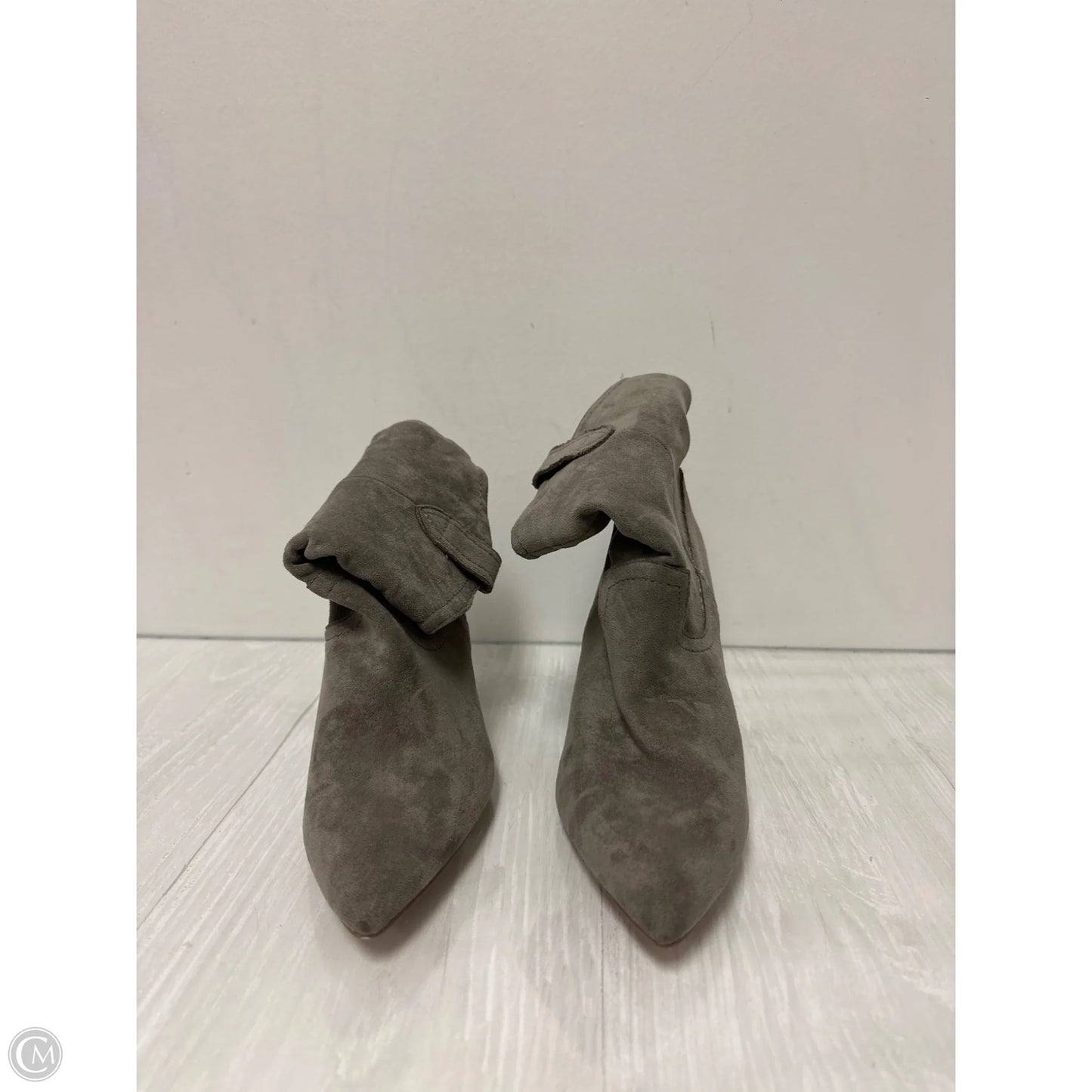 Boots Ankle Heels By Clothes Mentor In Grey, Size: 6.5