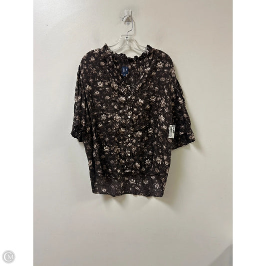 Blouse Short Sleeve By Gap In Brown, Size: L