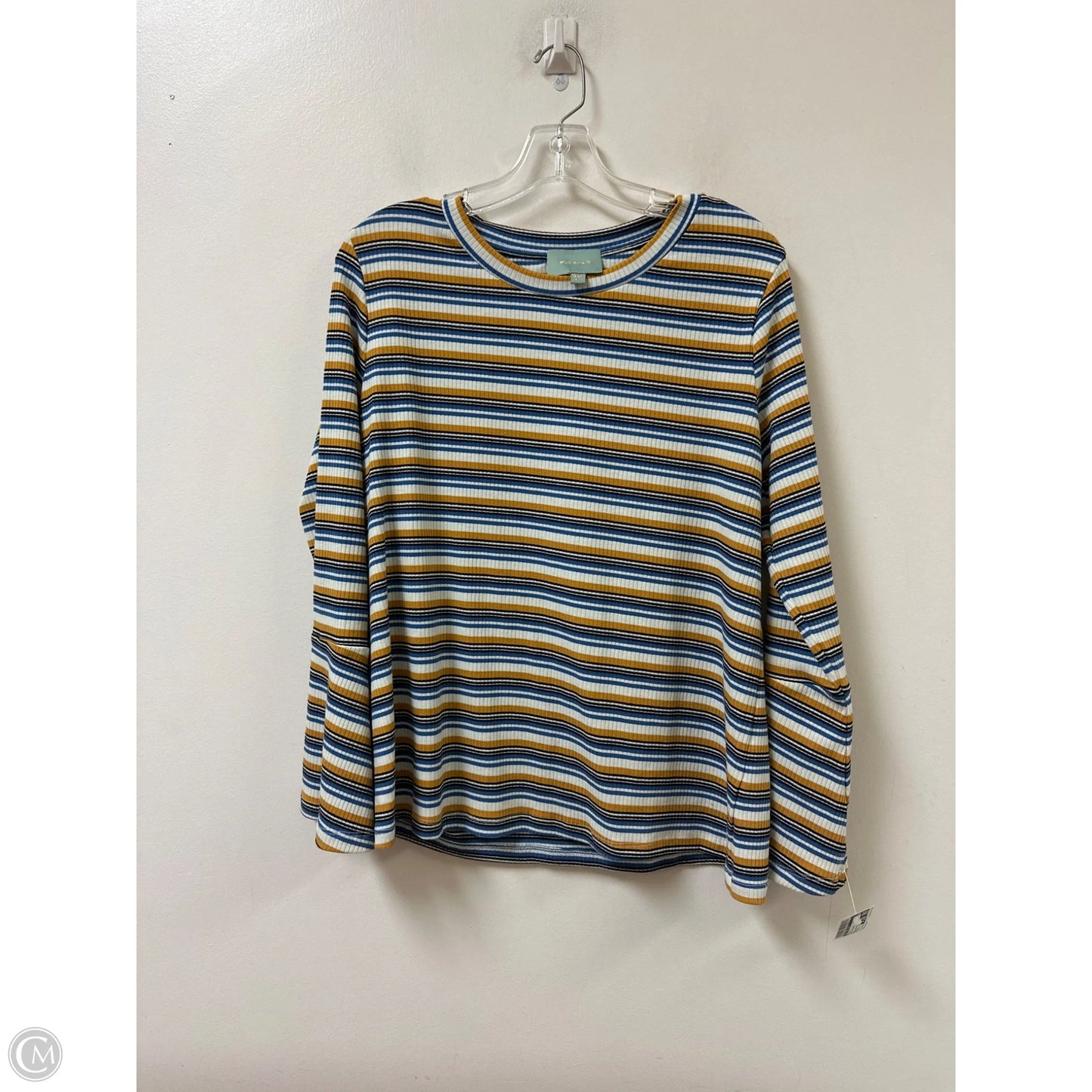 Top Long Sleeve By Skies Are Blue In Blue & Yellow, Size: Xl