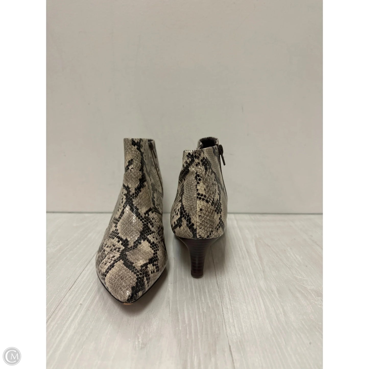 Boots Ankle Heels By Clarks In Snakeskin Print, Size: 9.5