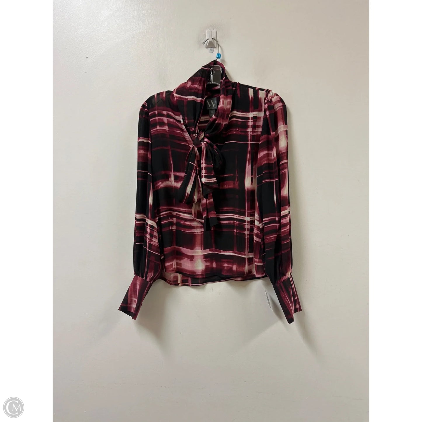 Top Long Sleeve By Worthington In Black & Pink, Size: Xs