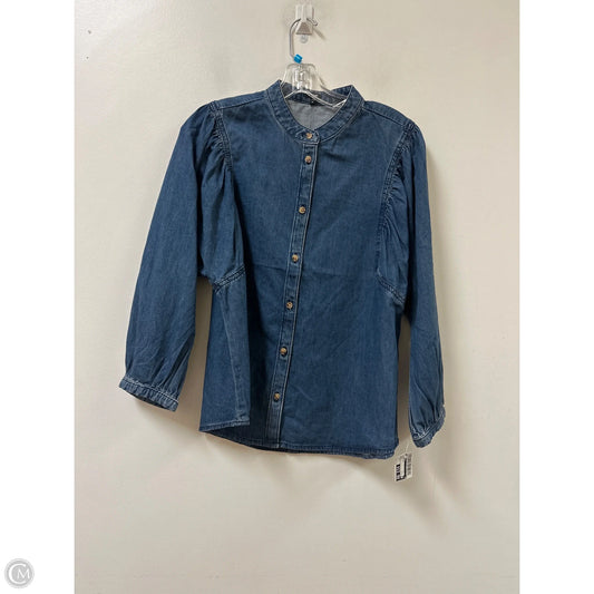 Blouse Long Sleeve By Express In Blue, Size: M