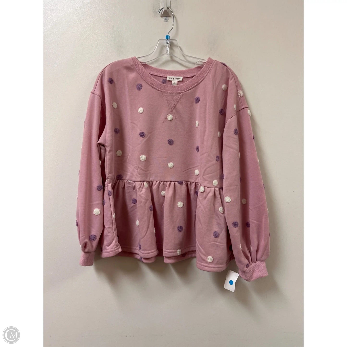 Top Long Sleeve By Blu Pepper In Pink, Size: M