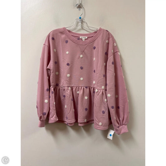 Top Long Sleeve By Blu Pepper In Pink, Size: M