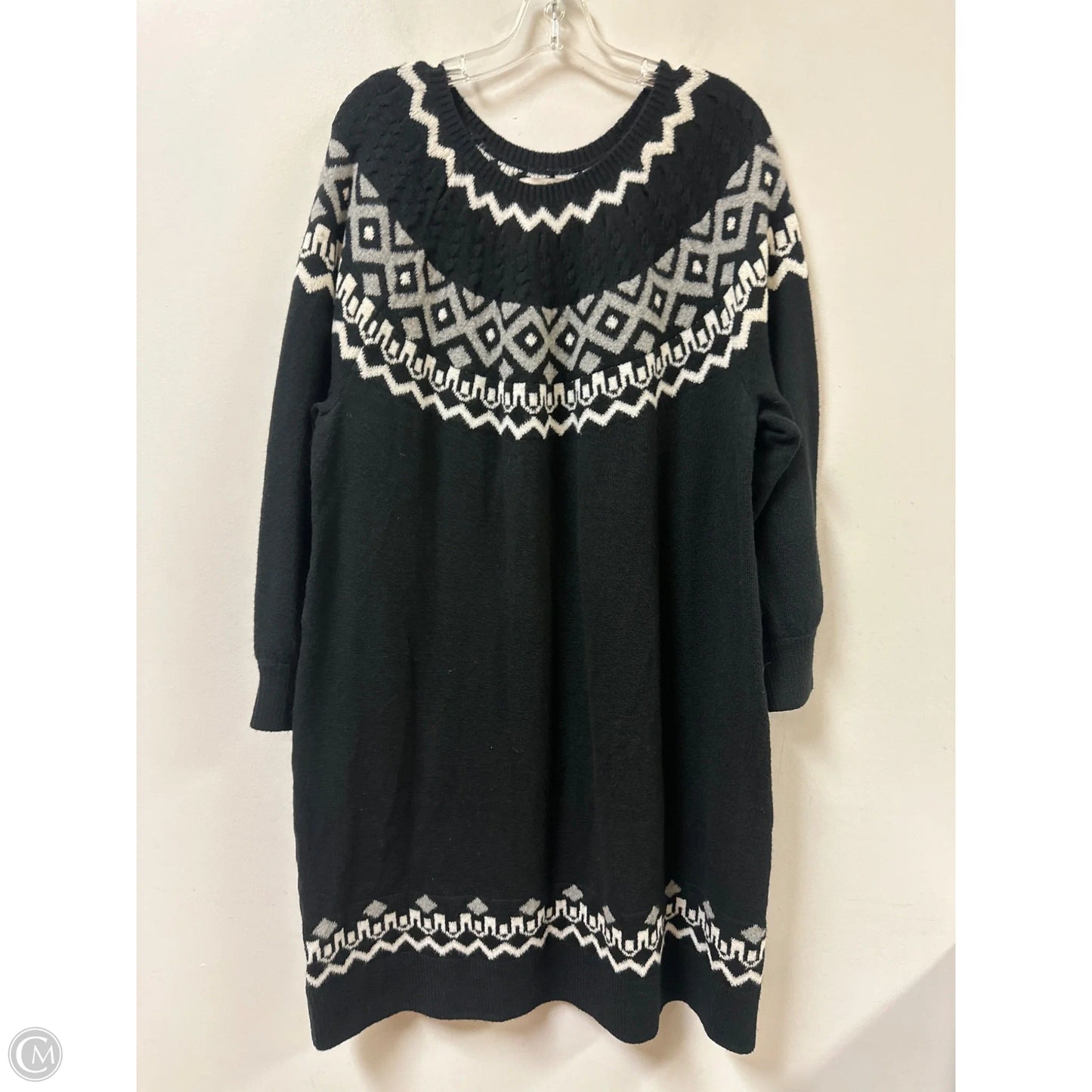 Dress Sweater By Loft In Black & Grey, Size: Xl