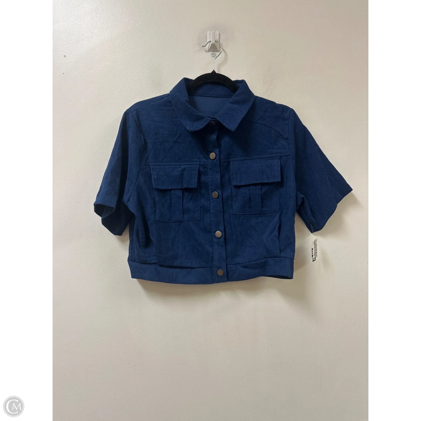 Blouse Short Sleeve By Clothes Mentor In Navy, Size: L
