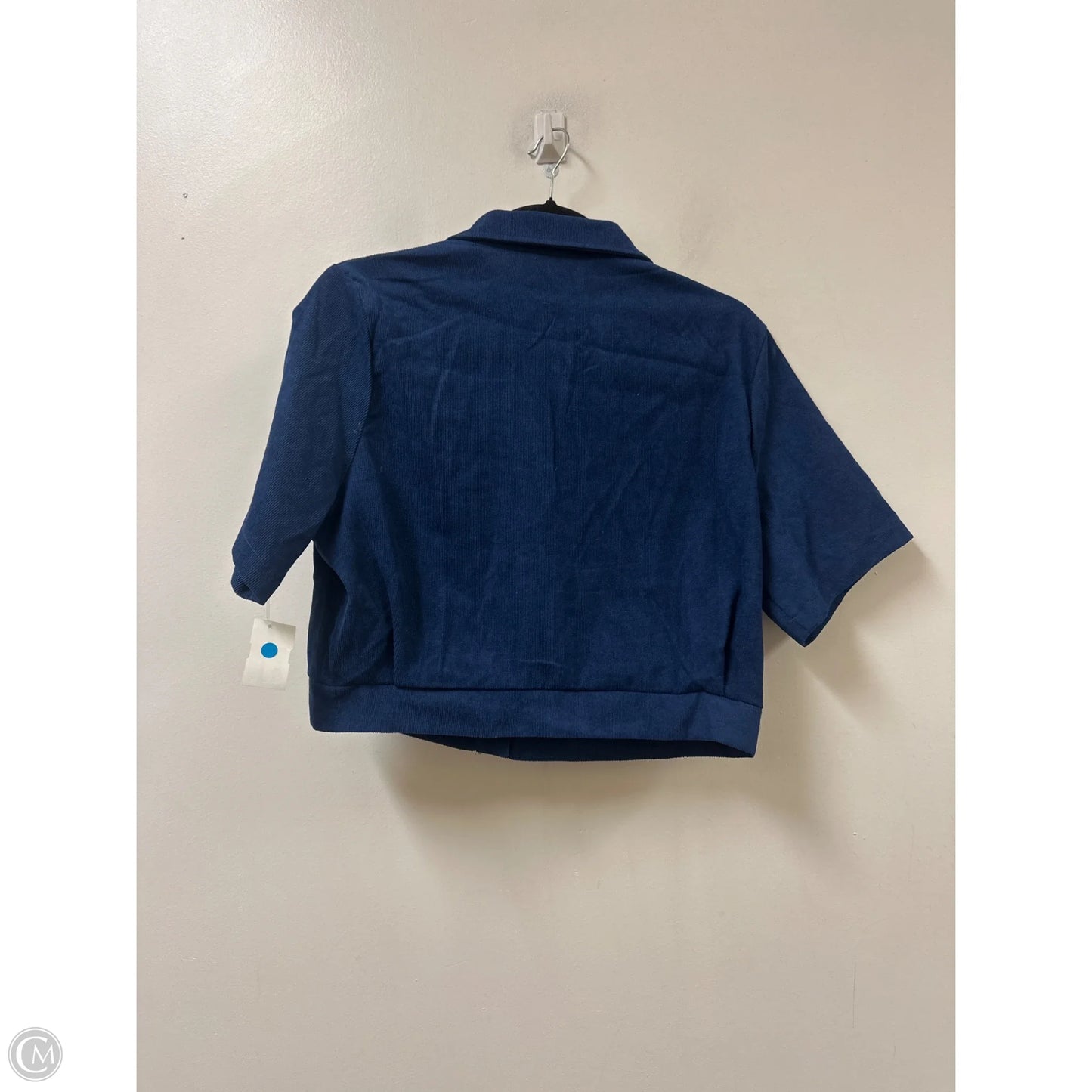 Blouse Short Sleeve By Clothes Mentor In Navy, Size: L