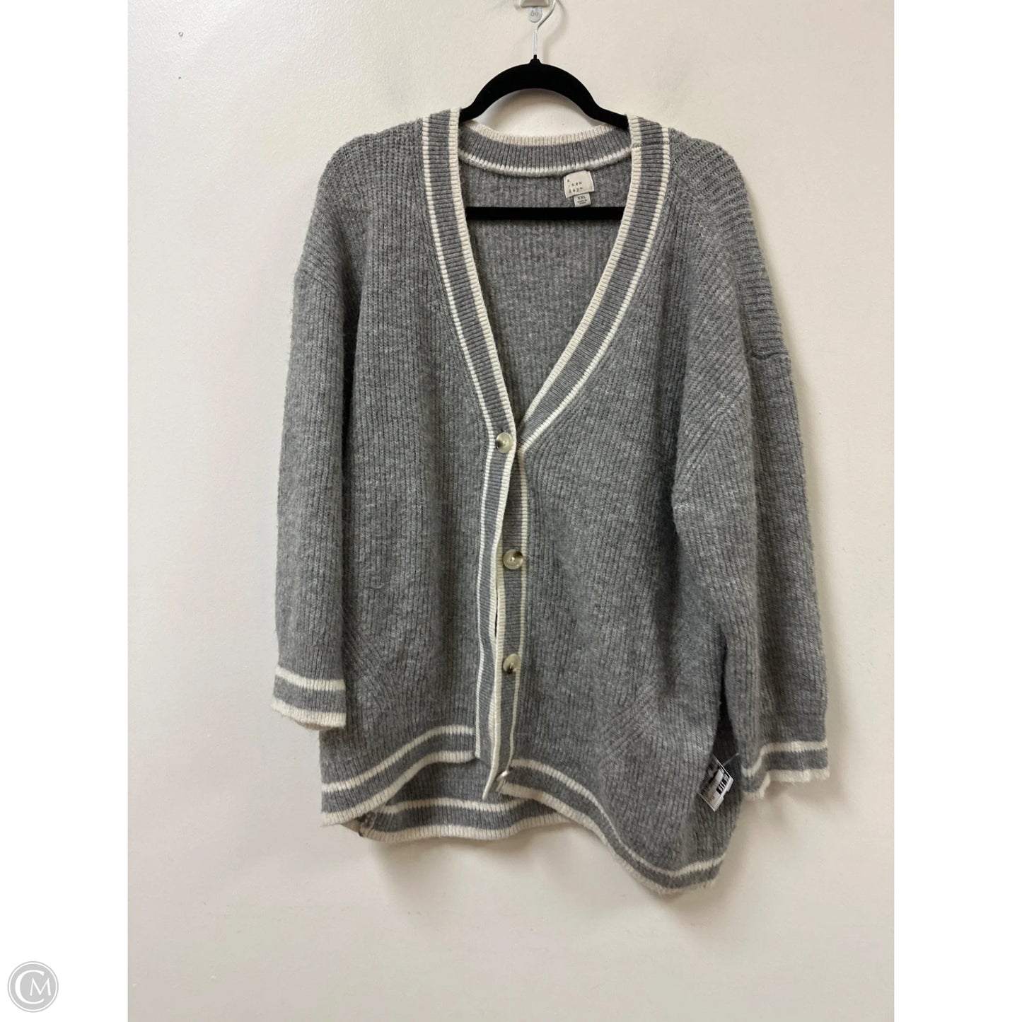 Sweater Cardigan By A New Day In Grey, Size: 1x