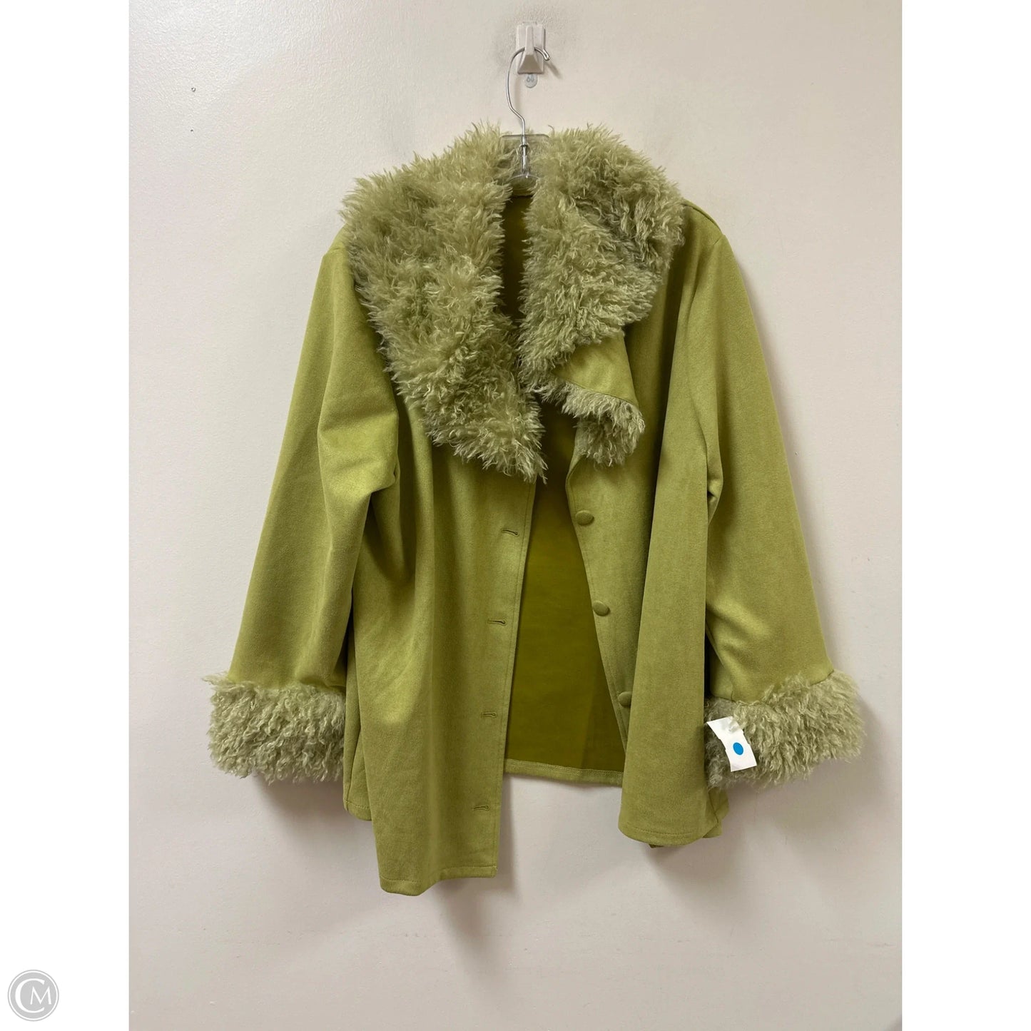 Jacket Faux Fur & Sherpa By Shein In Green, Size: 2x