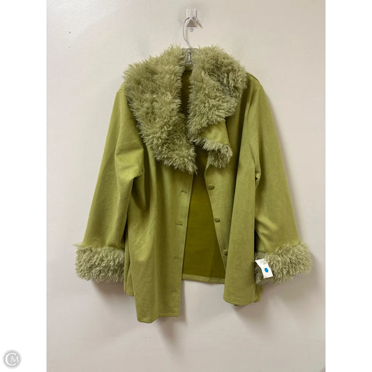 Jacket Faux Fur & Sherpa By Shein In Green, Size: 2x