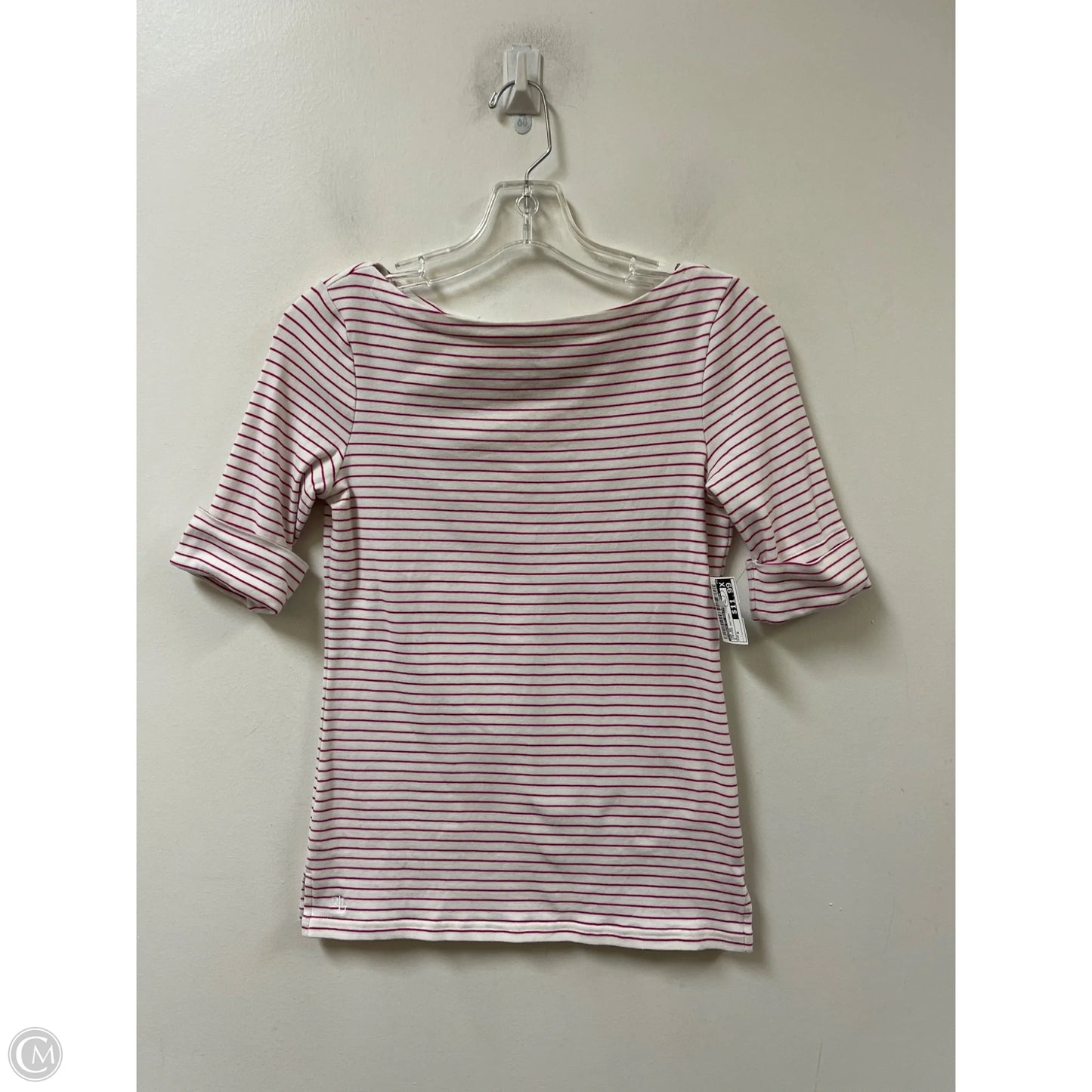 Top Short Sleeve By Lauren By Ralph Lauren In Striped Pattern, Size: S