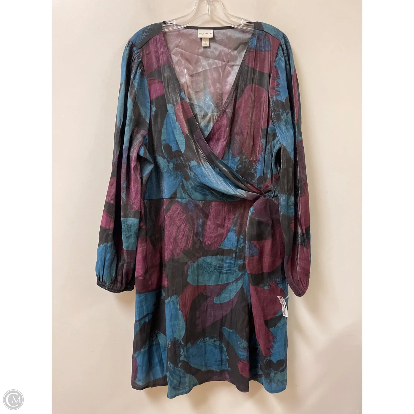 Dress Casual Short By Ava & Viv In Black & Purple, Size: 1x