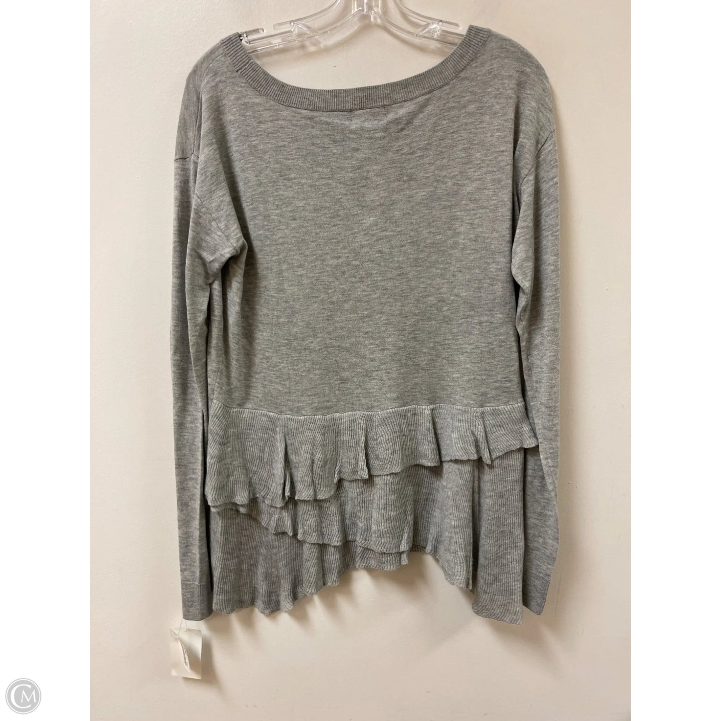 Top Long Sleeve By Chelsea 28 In Grey, Size: L
