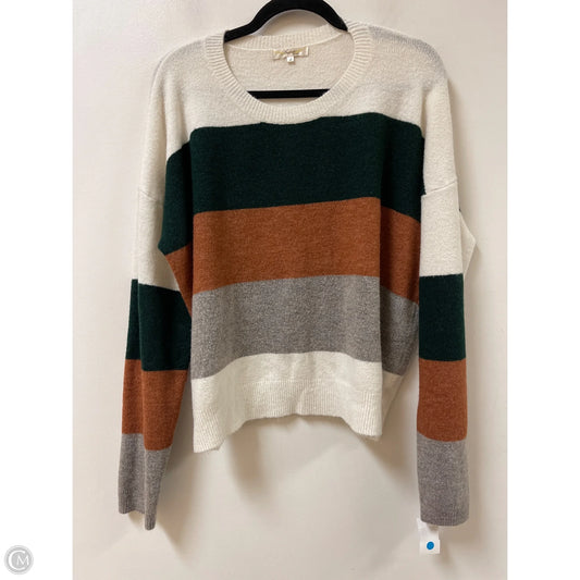 Sweater By Andree By Unit In Green & White, Size: L
