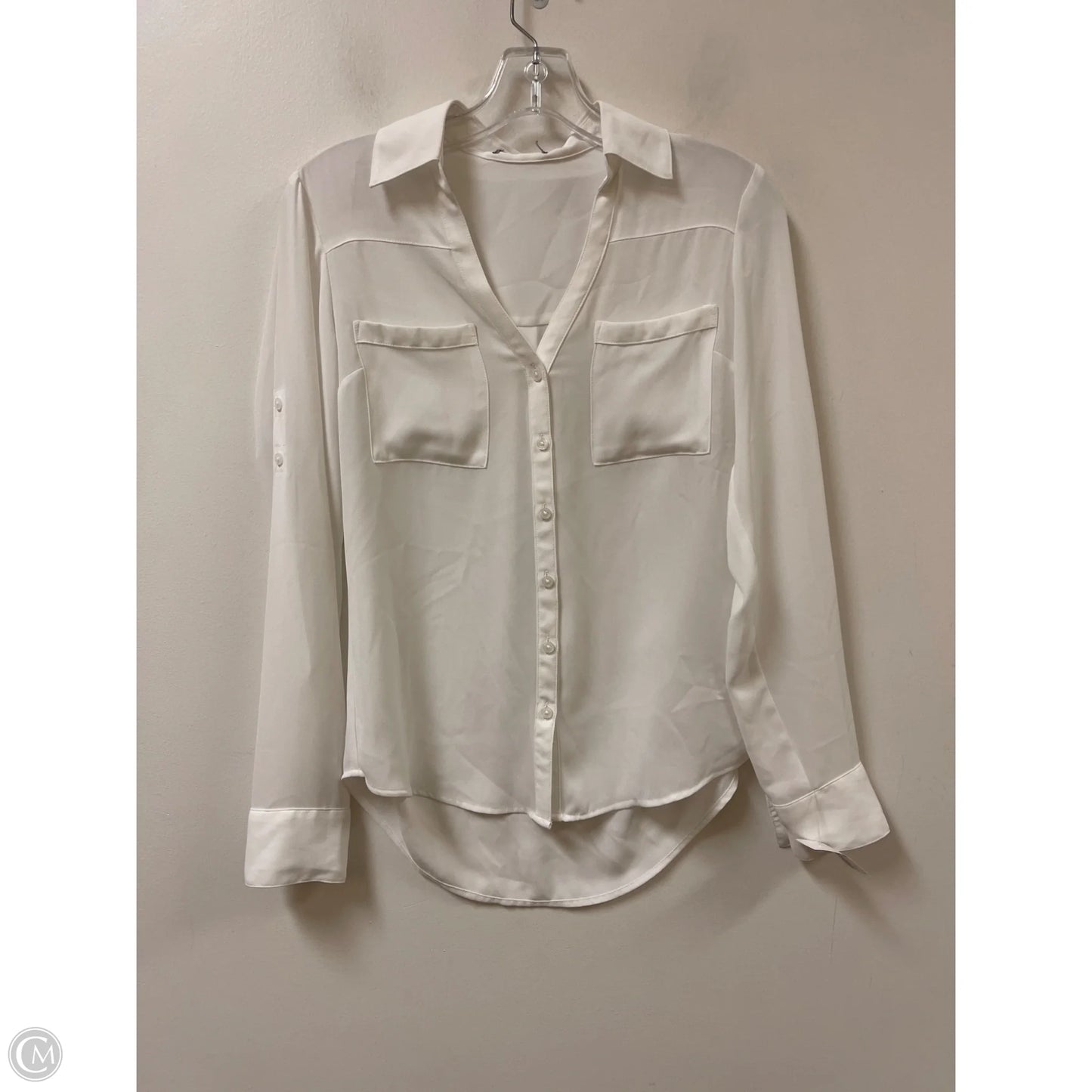 Blouse Long Sleeve By Clothes Mentor In White, Size: S