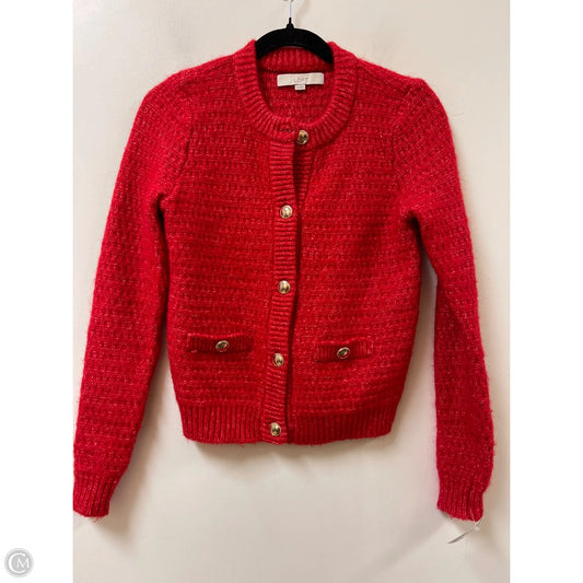 Sweater Cardigan By Loft In Red, Size: Xs