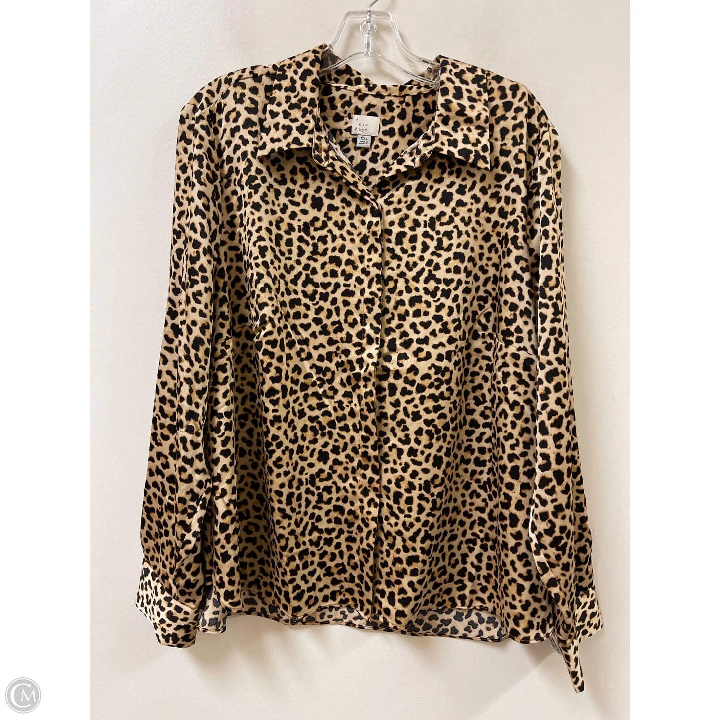 Blouse Long Sleeve By A New Day In Animal Print, Size: 1x