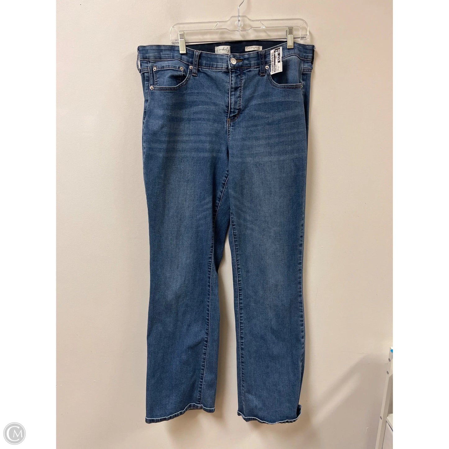 Jeans Boot Cut By Wonderly In Blue Denim, Size: 14