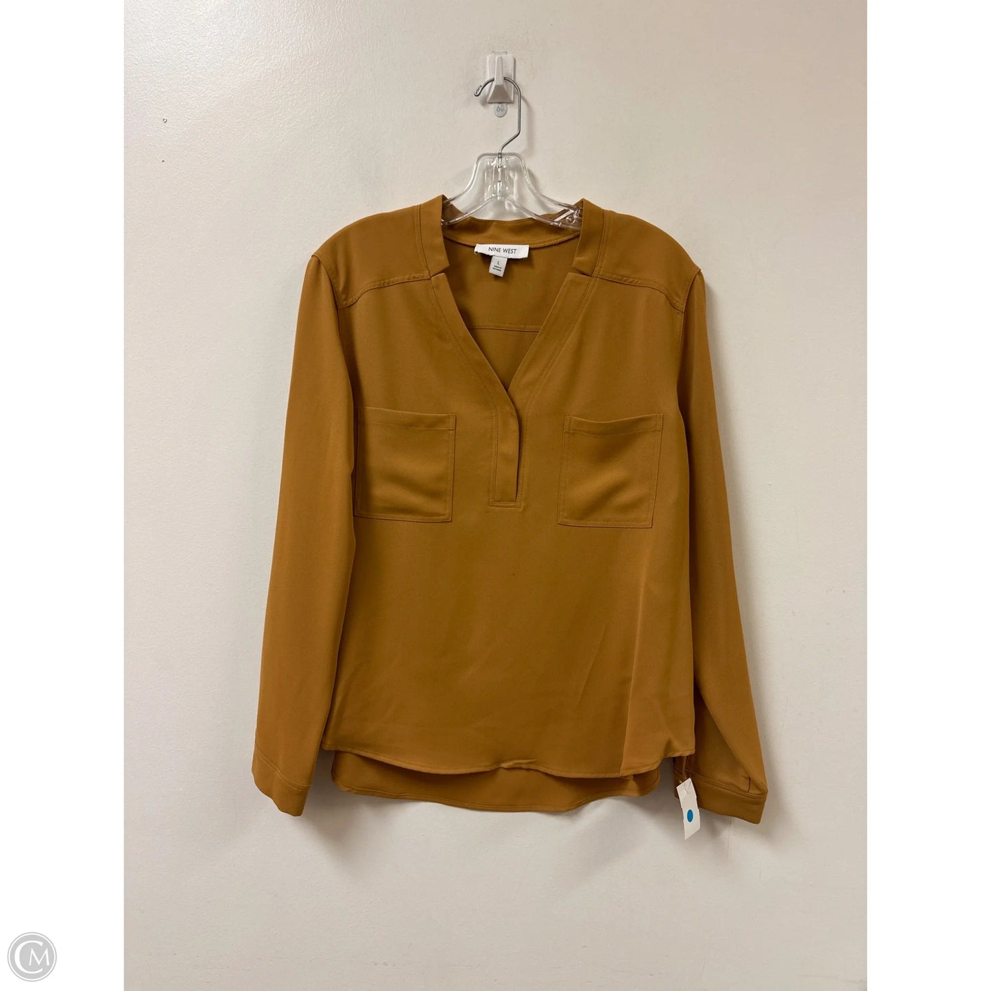 Top Long Sleeve By Nine West In Yellow, Size: L
