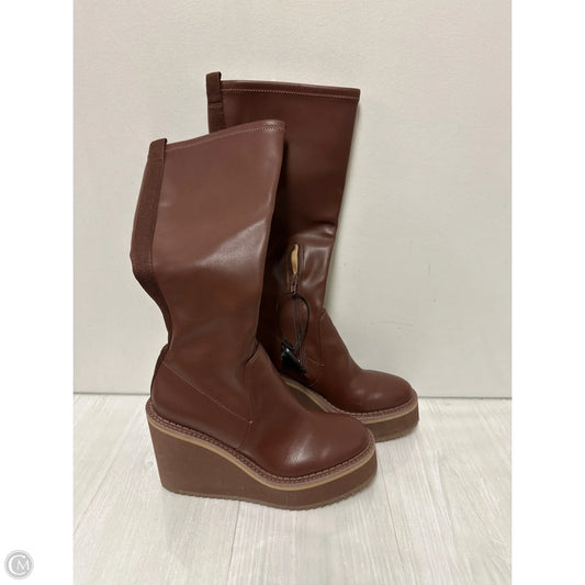 Boots Mid-calf Heels By Clothes Mentor In Brown, Size: 8.5
