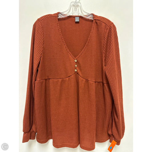 Top Long Sleeve By Shein In Brown, Size: 1x