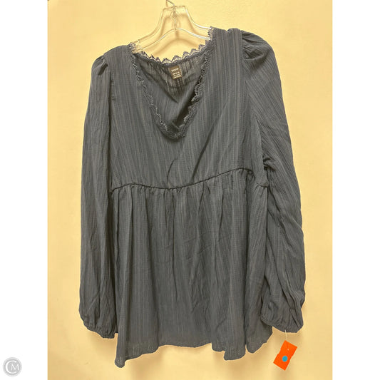 Top Long Sleeve By Shein In Navy, Size: 1x