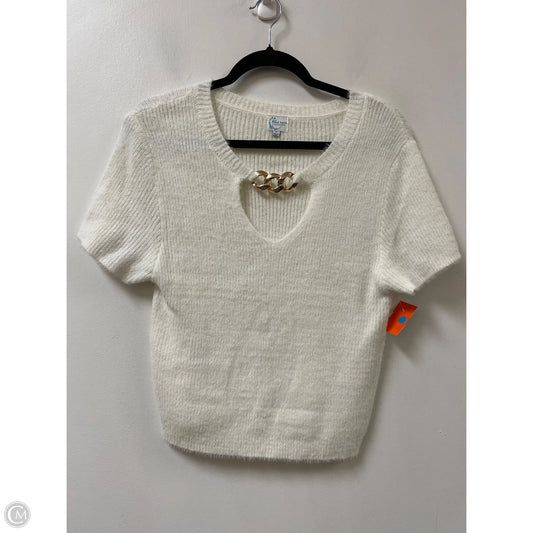Sweater Short Sleeve By Blue Rain In White, Size: M
